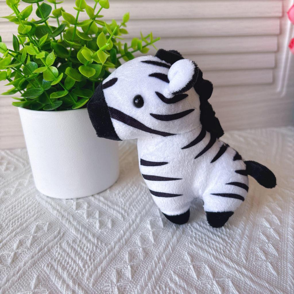 Mini Animal Plush Pendant: Giraffe, Zebra & Donkey Cartoon Figures