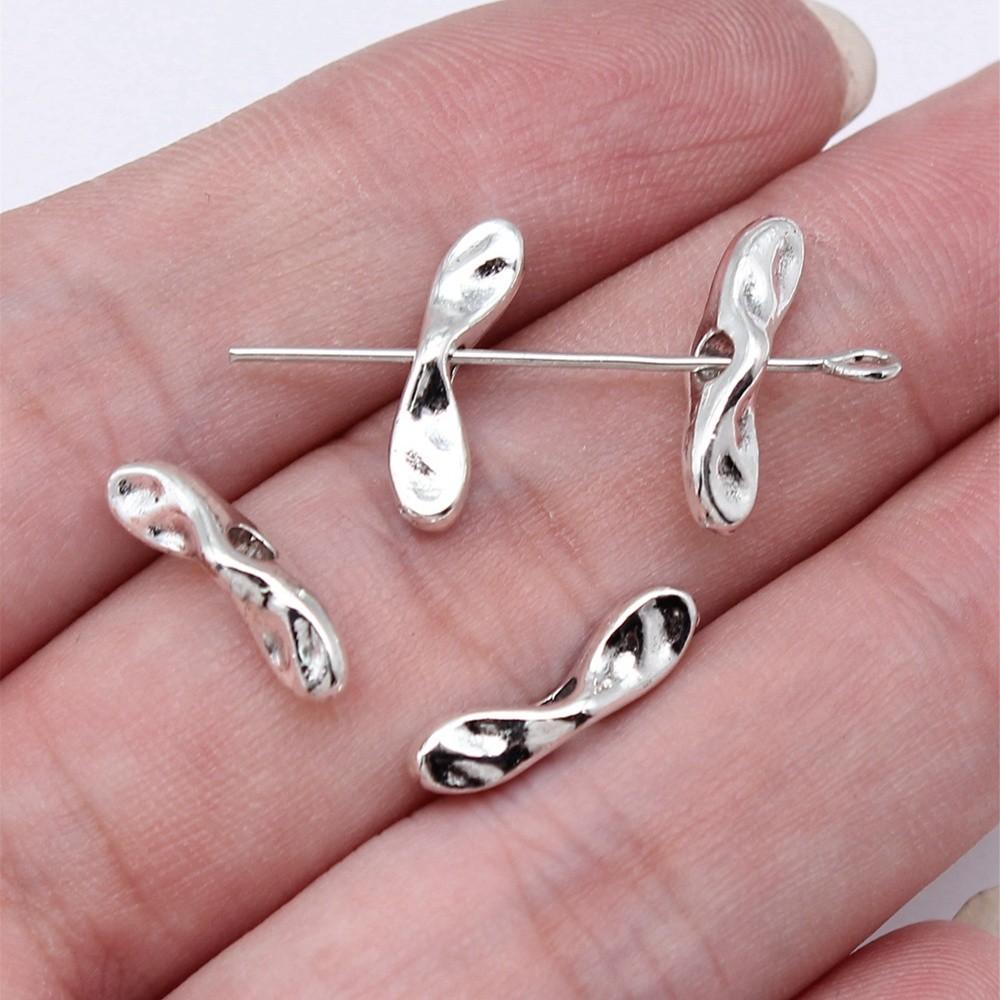 Twisted-Pattern Small-Hole Spacer Beads Mini Antique Bronze Silver Jewelry Making String Beads Separator