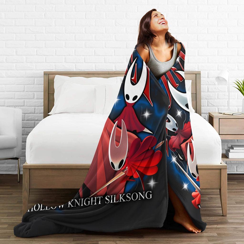 Super Warm Blanket Airplane Travel Hollow Knight Silksong Throw Blanket Flannel Bedspread For Couch Chair Pattern Sofa Bed Cover