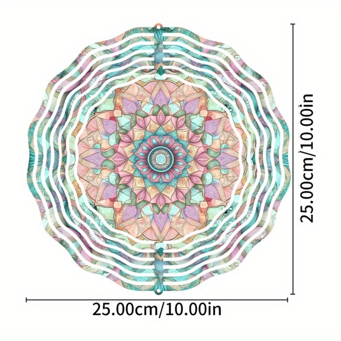 

Богемный стиль 10-дюймовый колокольчик ветра с цветком мандалы, яркий вращающийся металлический дизайн, красочные узоры, декор для сада на открытом воздухе, подарок 01A