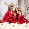 2Pcs/Set Christmas Pajamas Set Family Matching Xmas Pajamas Set Solid Color Smooth Fabric Festive Family Sleepwear