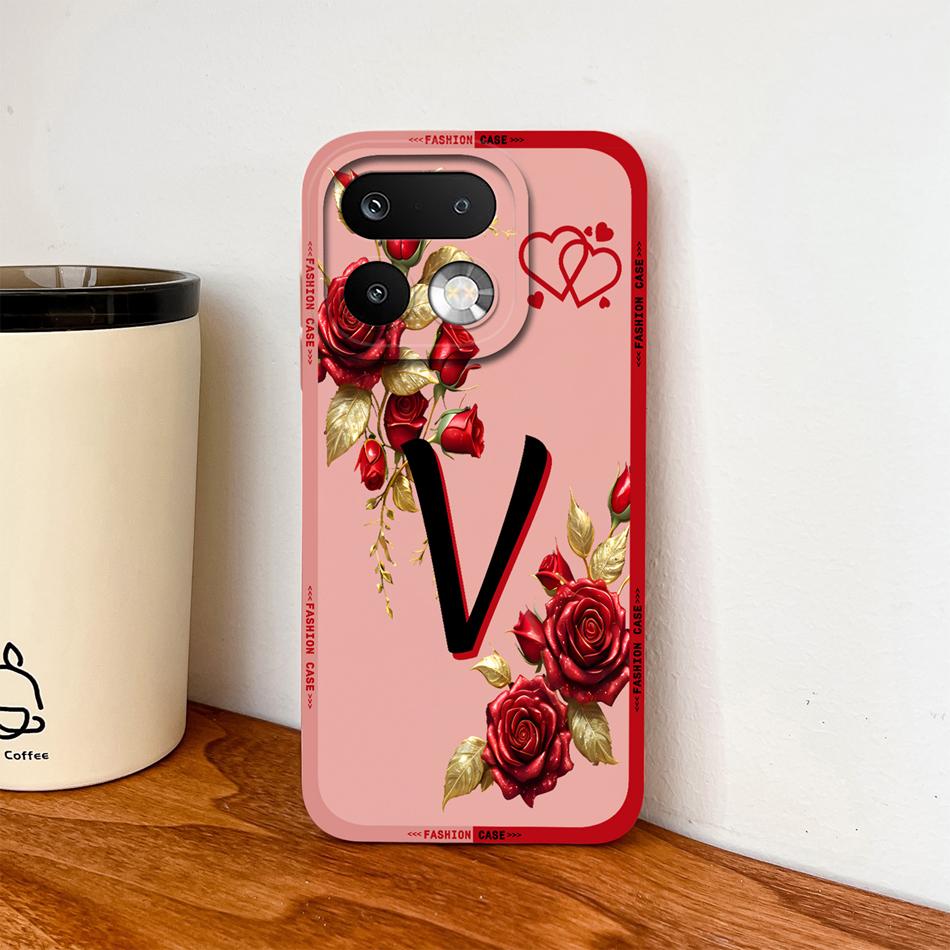 Phone Case For Realme 16 Pro Plus 5G Pretty Rose Letter Lightweight Funda For Realme 16Pro+ Anti Drop Soft Liquid Silicone Shell