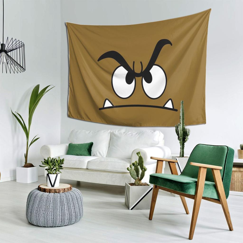 Goomba Face Tapestry Decoration Art Aesthetic Tapestries for Living Room Bedroom Home Wall Cloth Wall Hanging