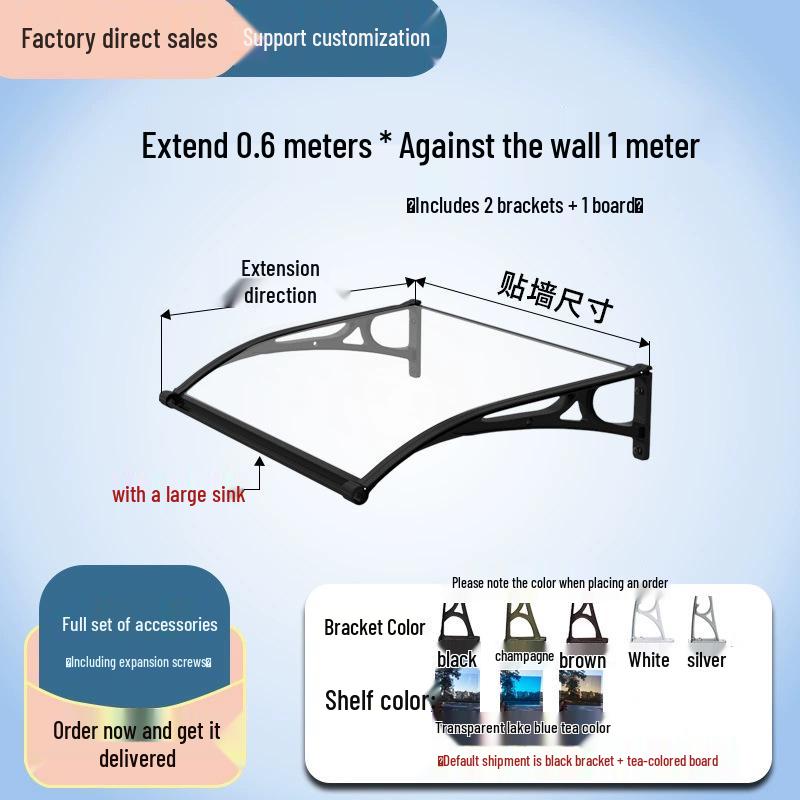 Aluminum Alloy Outdoor Sunshade & Rain Shield for Balcony Windows