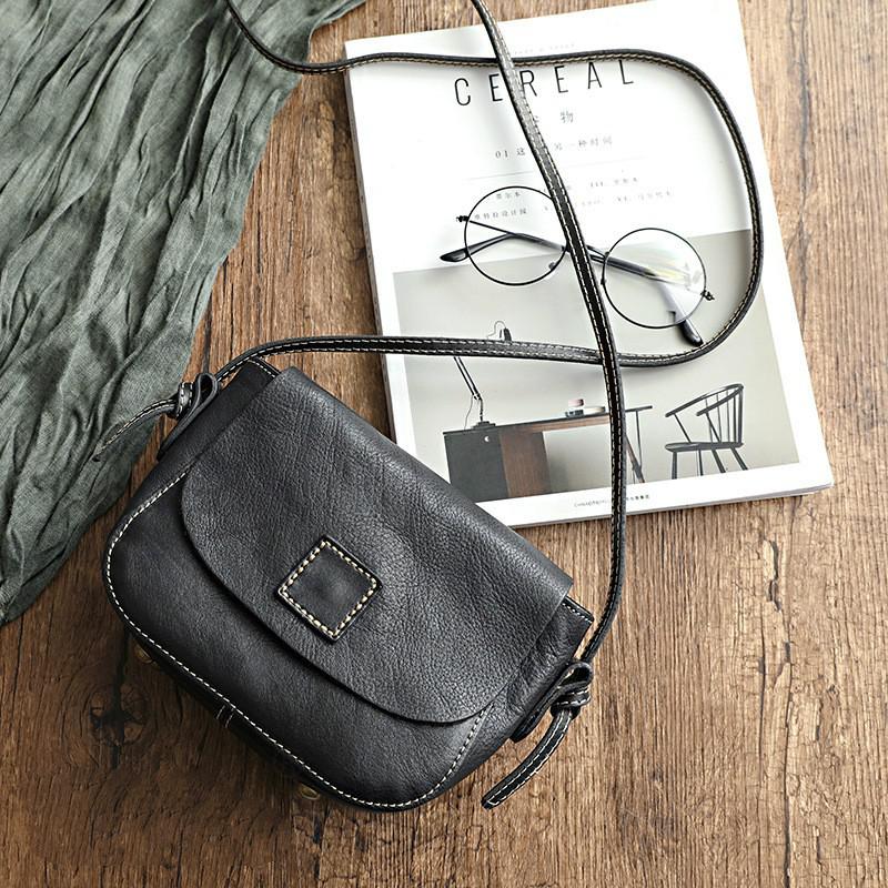 

Женская маленькая сумка Johnature из натуральной кожи в стиле ретро, ​​универсальные сумки из мягкой натуральной яловой кожи на плечо и через плечо чёрный