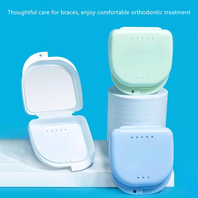 1/5 Pcs Denture Tray Box With Mirror Dental Retainer Box Case Plastic Teeth Container Denture Box False Teeth Protective Case
