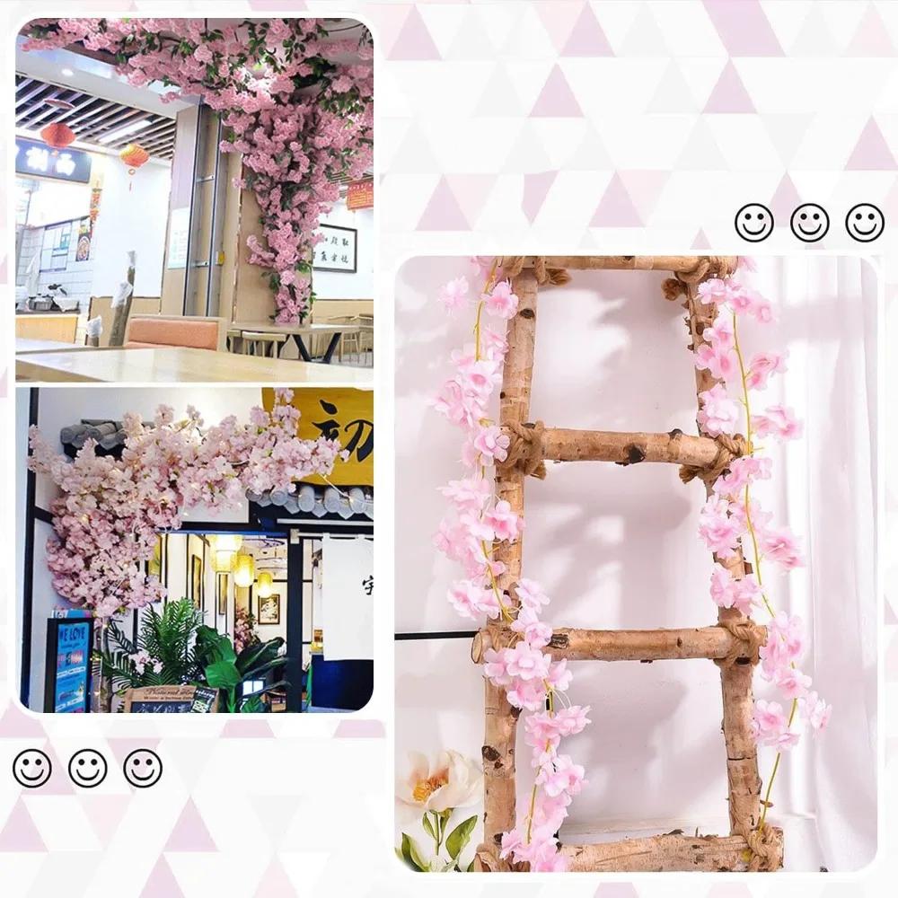 2 Cherry Blossom Vines (180cm Each), Artificial Flower Cherry Blossom Garland, Suitable for Wedding Parties (Light Pink)