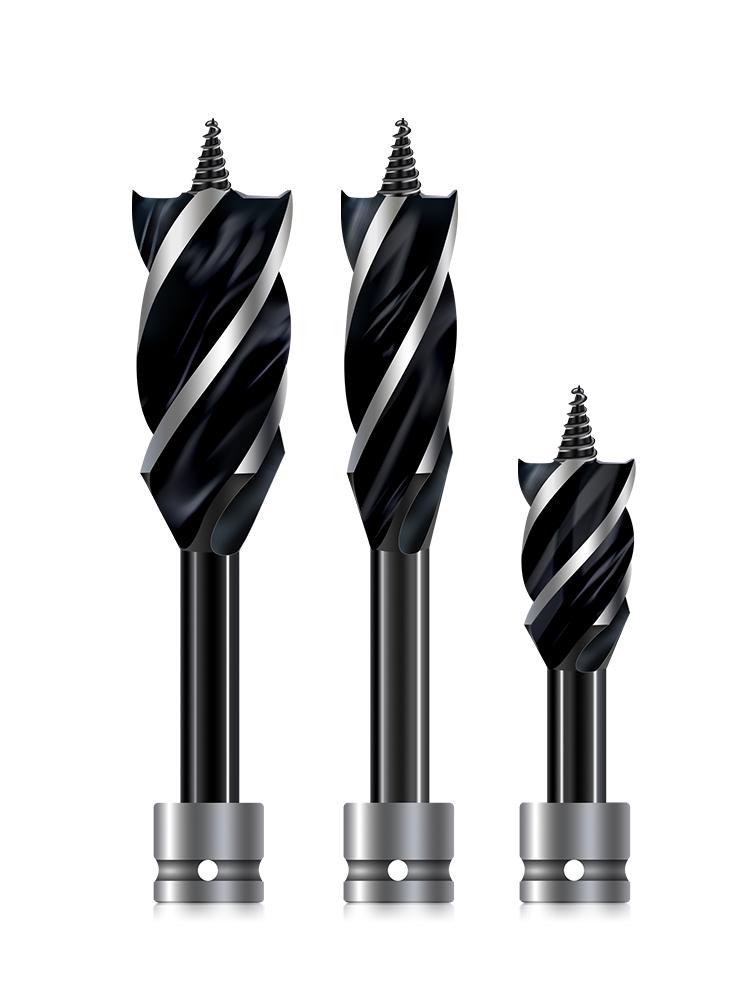 Elektrischer Holzbearbeitungs-Spiralbohrer mit hoher Härte, Vierkantschneide, Verlängerter Lochbohrer für Holzplatten