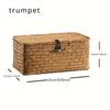 Vintage Hand Woven Storage Rack Basket, Cosmetic Gift Storage Box, Desktop Miscellaneous Storage Box Buckle Woven Storage Basket