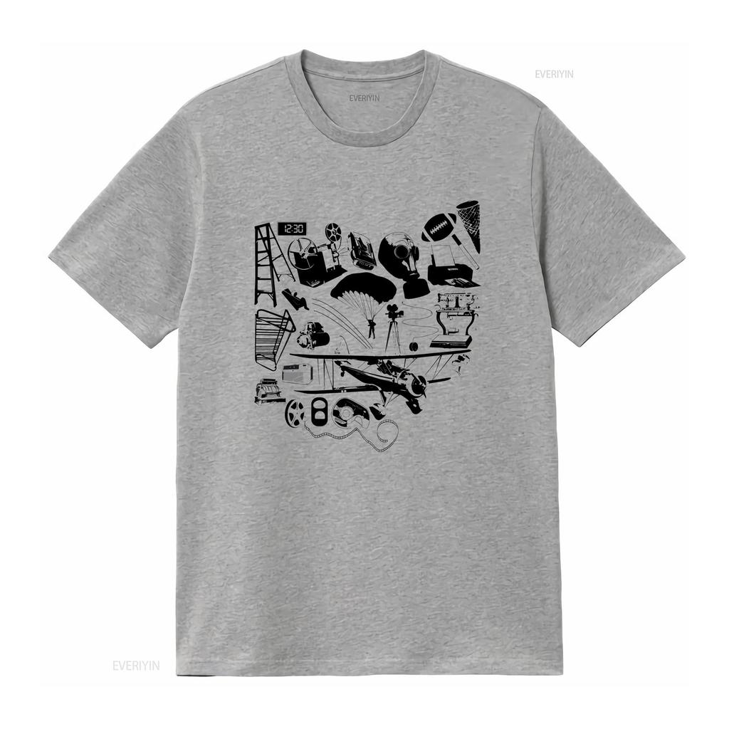 Dayton Ohio Inventions Crew Neck T Shirt Multiple Colors vintage Washed fashion Unisex streetwear homme Casual Versatile
