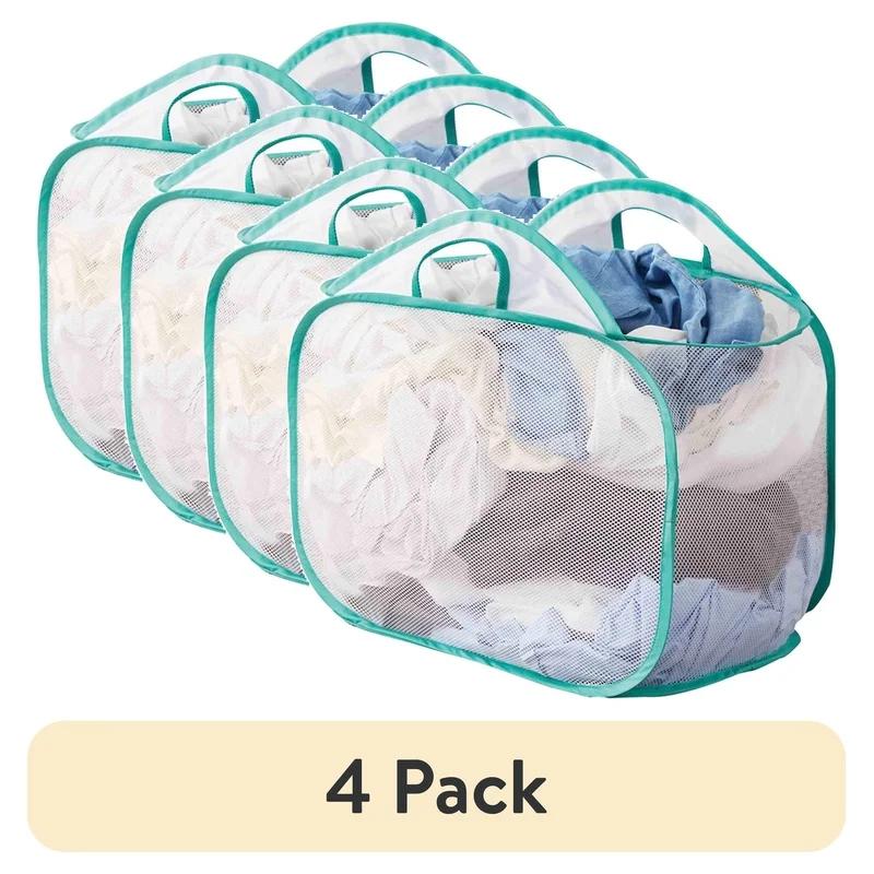 4 Pack Collapsible Pop Up Laundry Hamper Mesh Basket Ventilated Heavy Duty Carry Handles Storage Solution Clothes Toys Household United States 7620₽