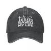 Jesus Saved My Life Baseball Caps Vintage Distressed Cotton Headwear for Men Women Outdoor All Seasons Travel Caps Hat