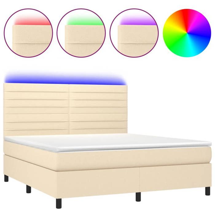 VidaXL Sommier à Lattes de Lit avec Matelas et LED, Lit Rembourré, Lit Double, Lit Adulte de Chambre à Coucher Intérieur, 3134978