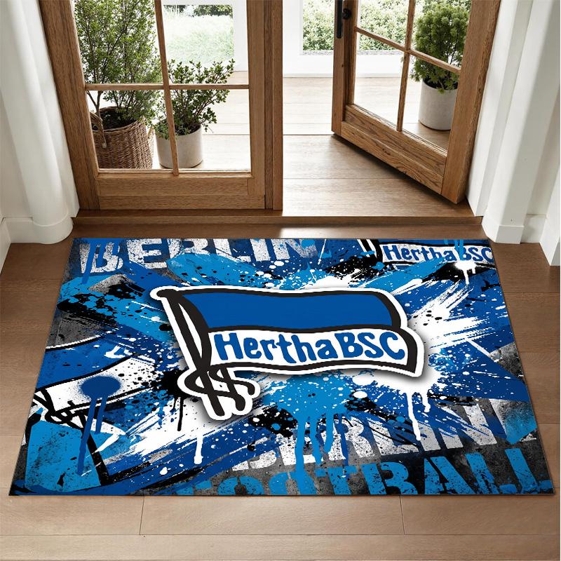 Hertha Bsc FC Design Crystal Velvet Rug Soft Decorative Mat for Bedroom Entrance