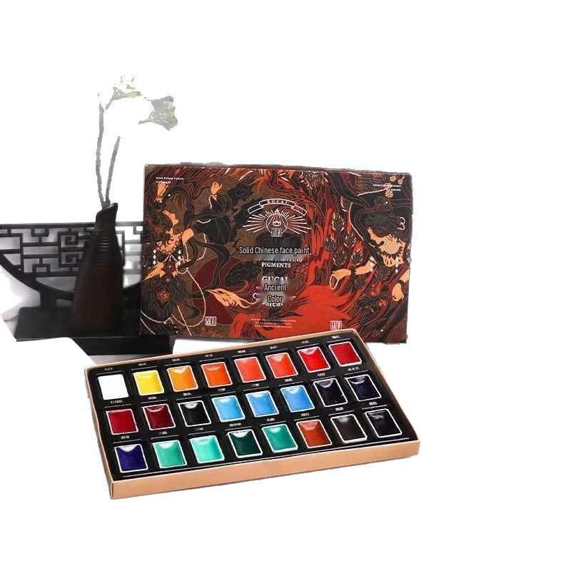 Rubens Han Series Traditional Chinese Painting Pigments Set - 24 or 12 Solid Colors for Beginners