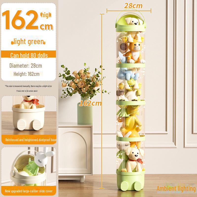 

Большое плюшевое ведро для хранения кукол - мультяшный дизайн, пылезащитное, с пряжкой для детей Four layers with light, night light зелёный