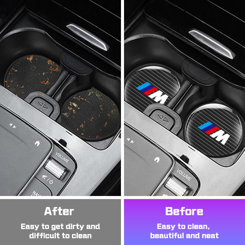 BBLB5 For BMW X1 X2 X3 X5 X4 X6 X7 1 3 5 6 7 Series E60 E90 E70 G20 G30 G70 Car Coaster Water Cup Holder Mat Non-slip Pad Accessories