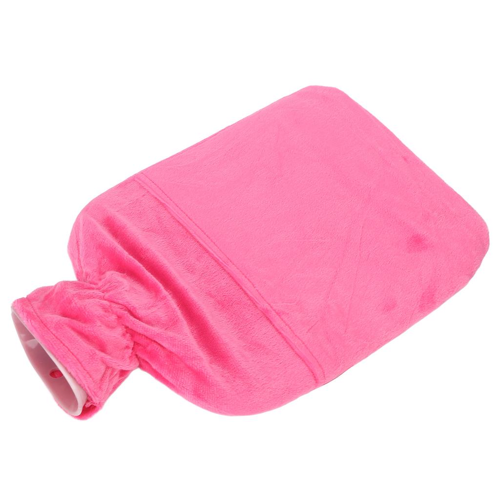 Hot Water Bottle with Plush Cover Men Women 2L PVC Soft Hot Water Bag for Neck Shoulder Soreness Pink