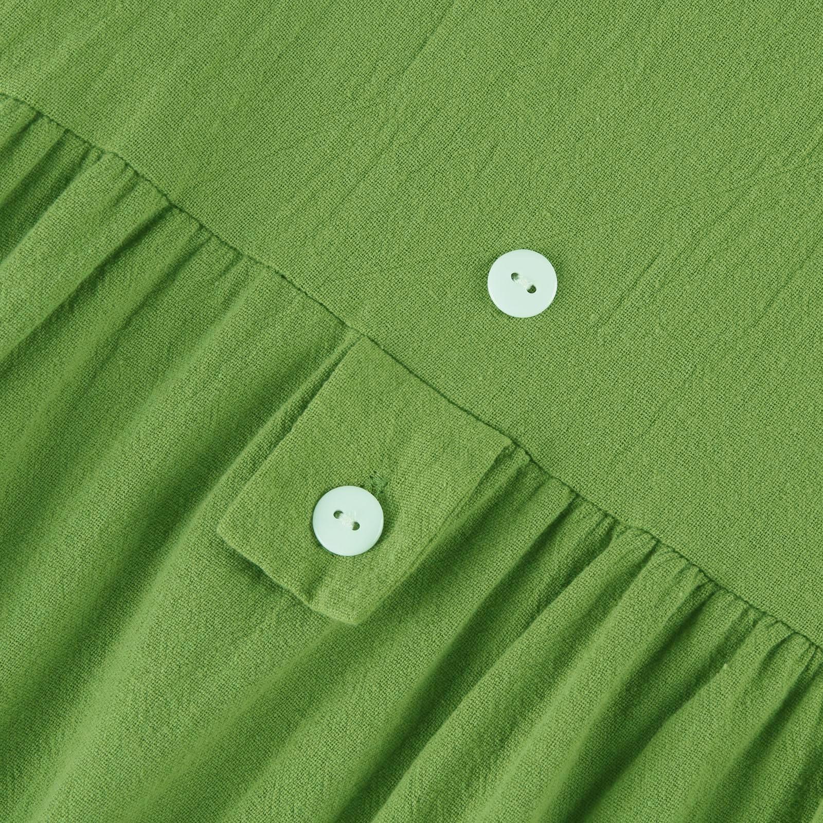 Женские модные однотонные свободные повседневные платья средней длины с круглым вырезом — фото 5