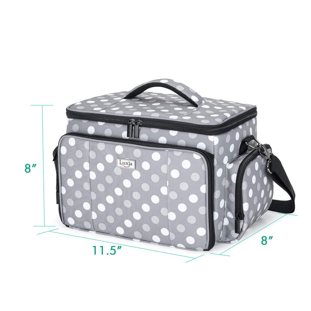 Luxja Sewing Box Sewing Bag Large Capacity with Shoulder Strap Sewing Tools Storage Portable Sewing Bag Bag Only Gray Dot
