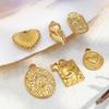 MamacitaSlay 316L Stainless Steel Heart Flower Relief Charms Earrings Necklace Bracelet DIY Accessories Waterproof Jewelry Gifts