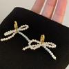 Elegant and Cute Women's Earrings Dainty Imitation Pearls Bowknot Studs Ornament
