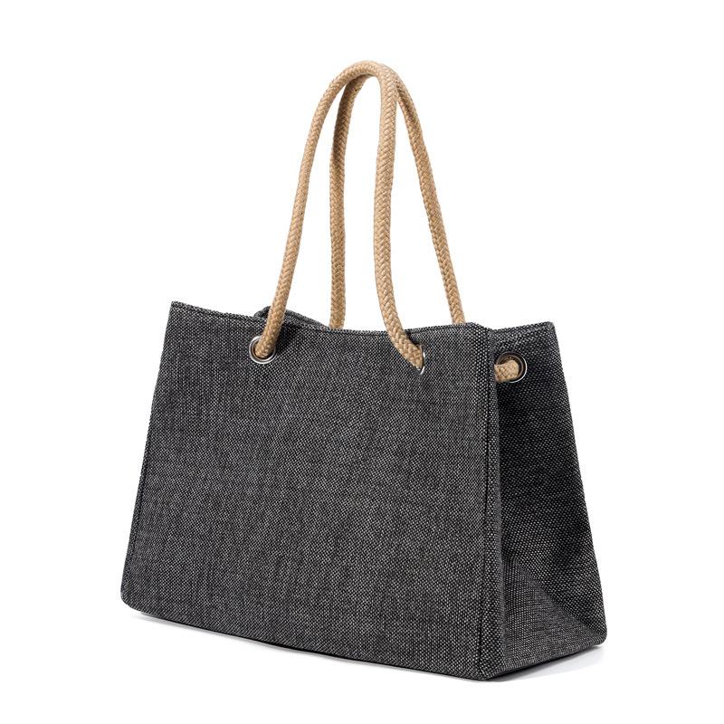 Hot-selling Women's Bags New Linen Shoulder Bags Large Capacity Solid Color Fashion Casual Portable Tote Bags