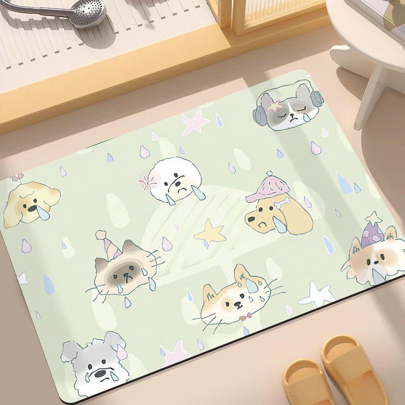 

Creative Small Animals Household Bathroom Floor Mat Toilet Door Soft Cushion Diatom Mud Cartoon Absorbent Floor Mat Quality 40X60cm 15.7X23.6in