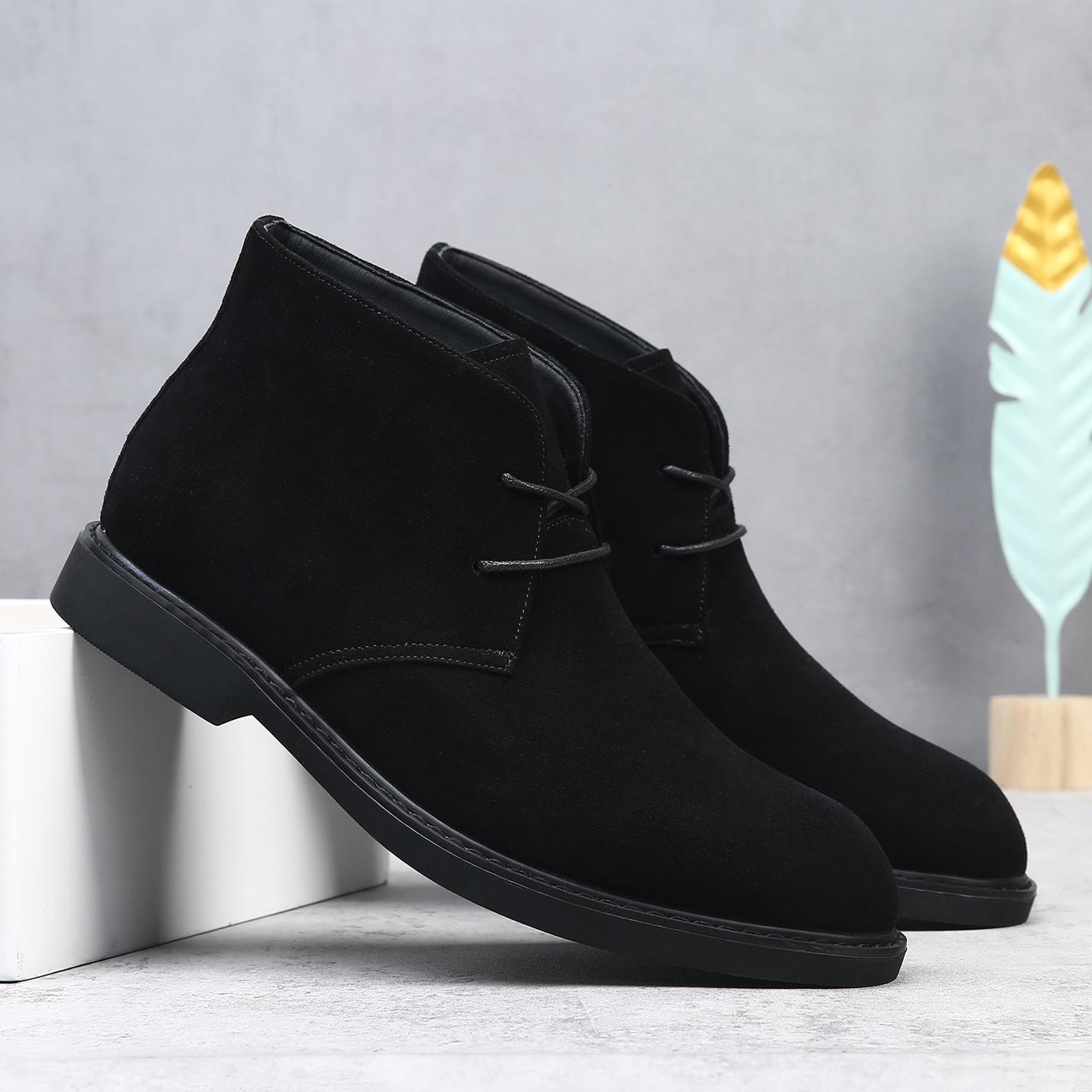 

Large Men Chelsea Boots Suede Pointed Simple Stylish Breathable Suitable for Young People s Business Short Boots Couple Style 38 чёрный