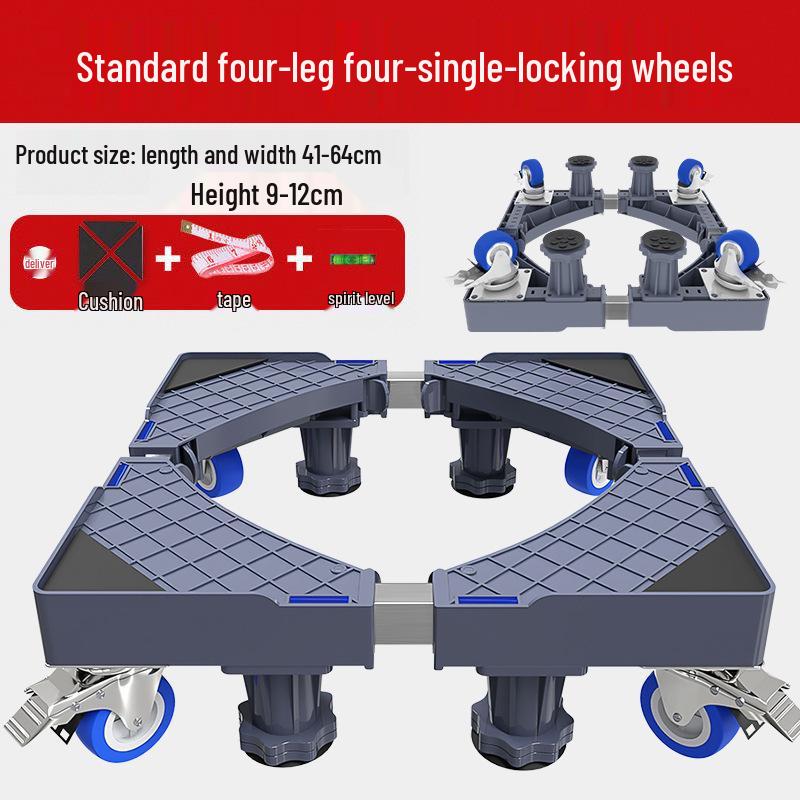 Grauer Verstellbarer Mobiler Waschmaschinenständer mit Rädern und Bremsen