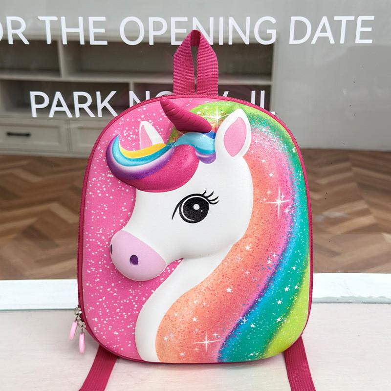 Cartoon Unicorn Eva Kids School Backpack With Glitter Hard Shell For Preschoolers RosePink