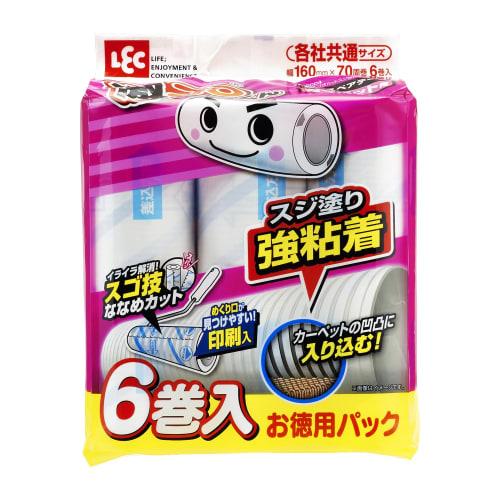 LEC Gekikoro Super Cutting Suji-Nuri Strong Adhesive 70-Round Carpet Cleaner, 6 Spare Pieces (Carpet Cleaner) S00004 White