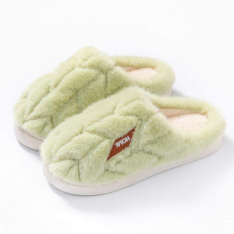 Autumn and winter rebound cotton slippers thick bottom velvet warm indoor home hotel couple hair slippers