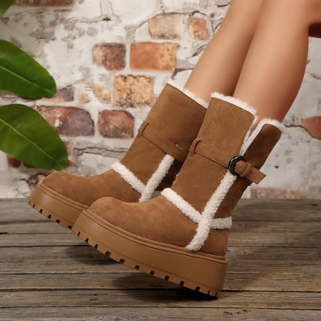 Thick-soled foldable snow boots 2025 new autumn and winter piled thick-soled warm short women's boots Northeast cotton boots