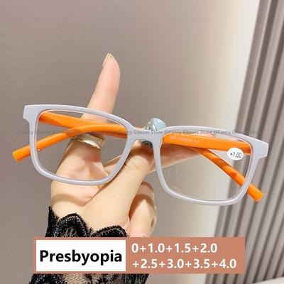 Women's Stylish Reading Glasses Unisex Blue Light Blocking Presbyopia Vintage Ultralight Square HD Lens Eyeglases for Ladies