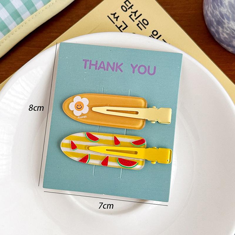 2Pcs/Pack Candy Color Hair Bang Clip Summer Hairpin No Crease Acrylic Barrette Hair Side Clamp For Girl Hair Accessories