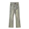 Unisex American Retro Flared Yellow Mud-Dyed Jeans