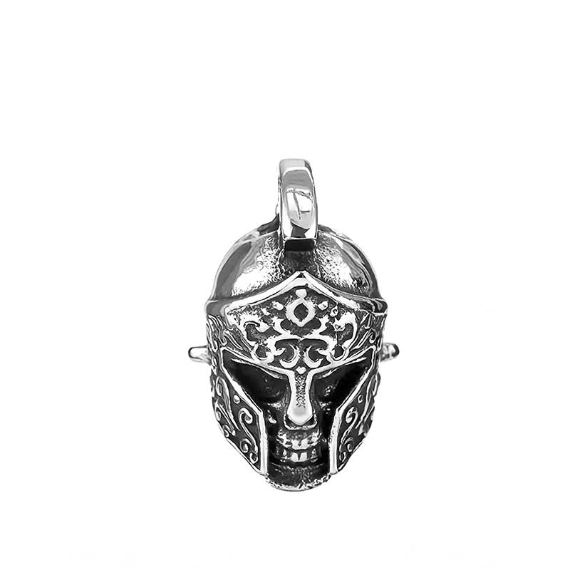 Spartan Helmet Skull Pendant Necklace Stainless Steel Gothic Punk Jewelry Halloween Gift for Men Women Adjustable Biker Chain
