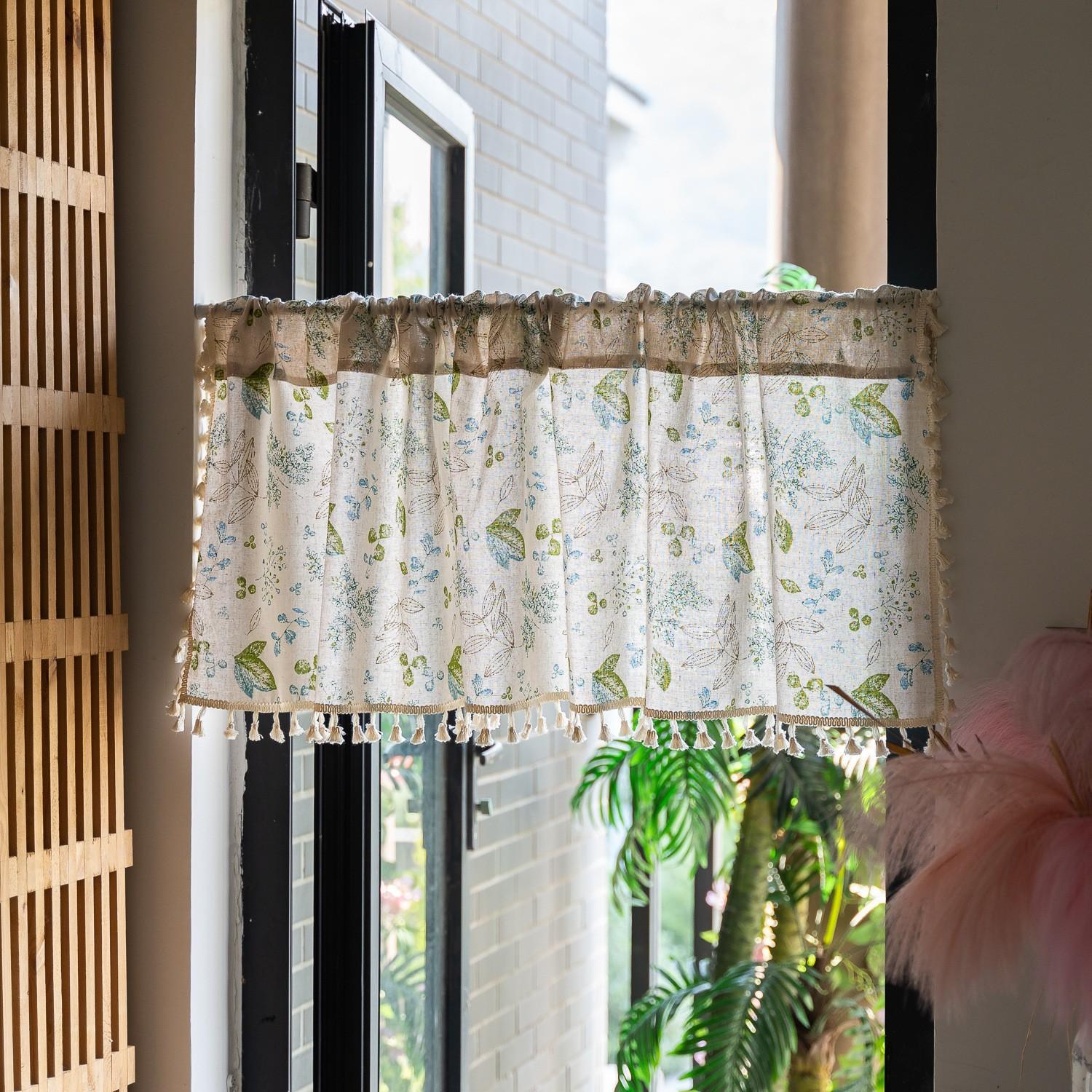 

Маленькі штори без свердління, Японсько-корейські декоративні рослини, Квіти, Свіже зелене листя, Короткі штори, Готові вироби, Штори-перегородки Height 45 * Width 132cm