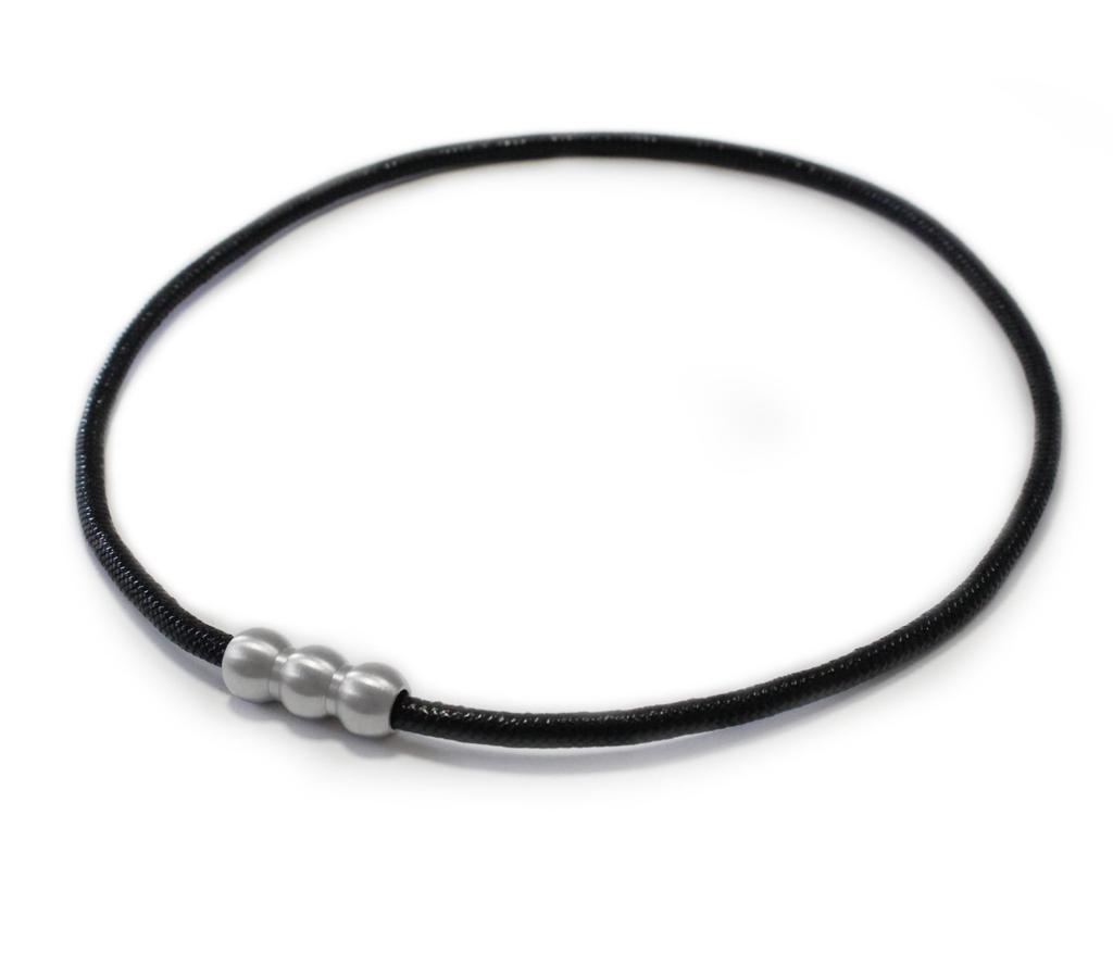 Sports Necklace Erg WAVE x M 49cm and For Table Smartphone Neck Shoulder and More (Black Silver) Men's Women's - Baseball, Tennis, Golf, Marathon,