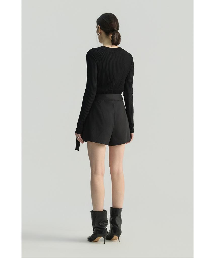 IROWOMEN Anemone Linen Belted Shorts Iopom26106Bkx
