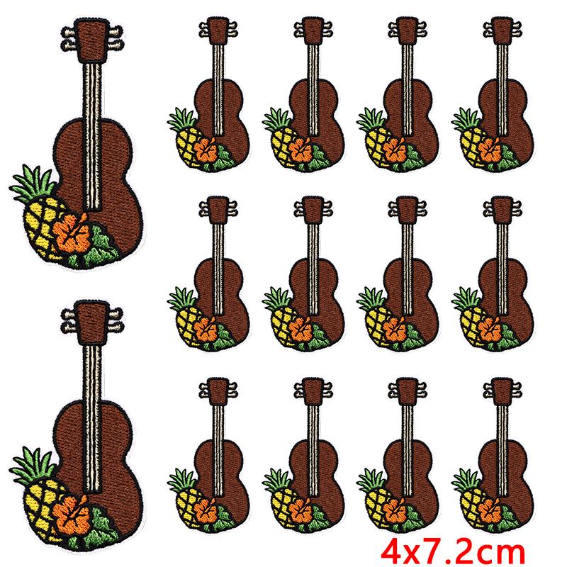 10pcs Wholesale New Art Wind Electric Guitar Embroidery Patches Diy Creative Cartoon Iron On Patches For Clothing Jackets Decor 