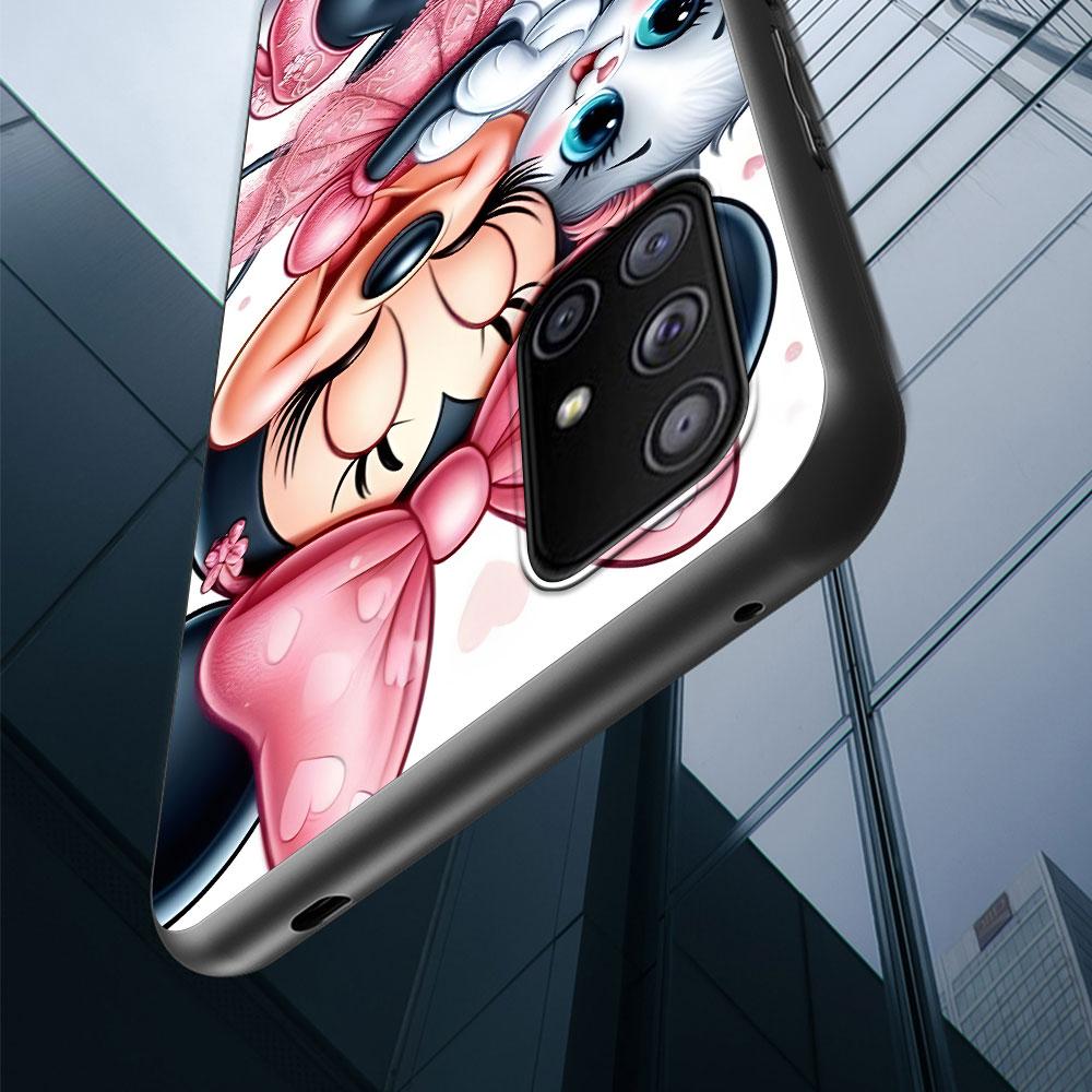 Cartoon Minnie Case for Samsung Galaxy S23 S10e S10 S21 FE S22 S9 S24 Ultra S20 Plus Soft Black TPU Phone Cover Bumper