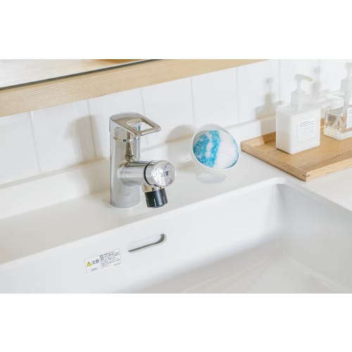 Yamazaki Sangyo Bathbon-kun Refreshing Pompom Sponge with Case, Antibacterial, Blue, 178810