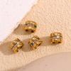 MamacitaSlay Classic Rectangle Colored Clear Zircon 11mm Wide 18K Gold Plated Ear cuffs Stainless steel earrings woman jewelry