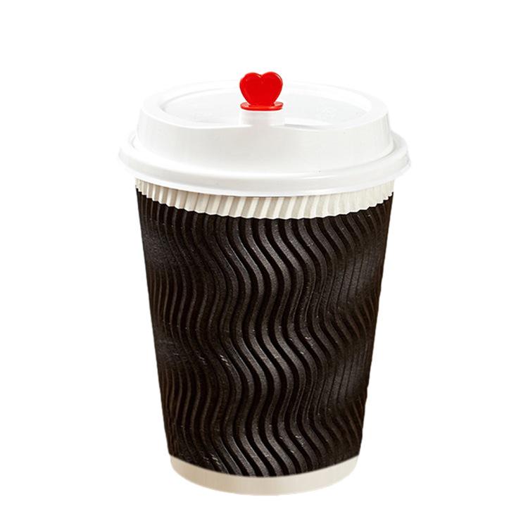 Copo de Café Descartável de Camada Dupla com Tampa: Antiescaldante, Ondulado em Forma de S para Bebidas Quentes e Chá de Leite