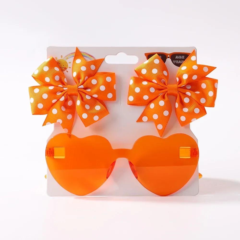 Lovely Sparkling Butterfly Hair Clip Hair Accessories Glasses Set Fashion Wave Point Kids Hairgripes Love Glasses Girls Headwear