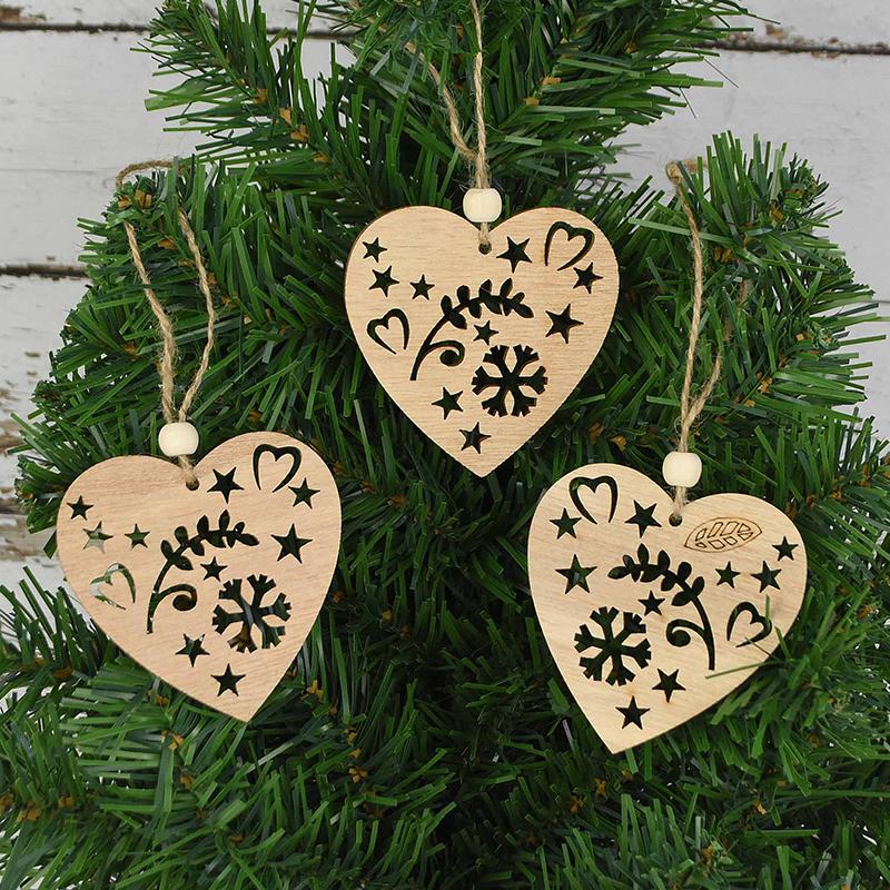 3 Stück Vintage Weihnachten Holzanhänger Ornamente DIY Holzhandwerk Weihnachtsdekorationen Weihnachtsbaum Hängeornamente Geschenke