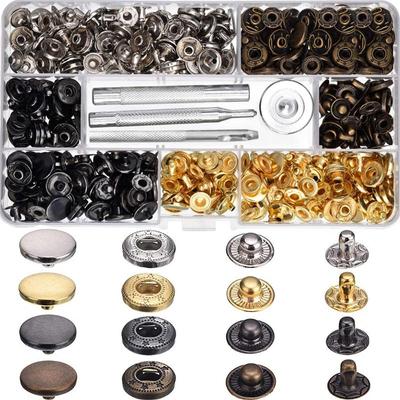 100 Sets12.5mm /0.49 Inches Metal Snaps Button Canvas Snaps Kit with Punch Pliers and 4 Pieces Fixing Tools