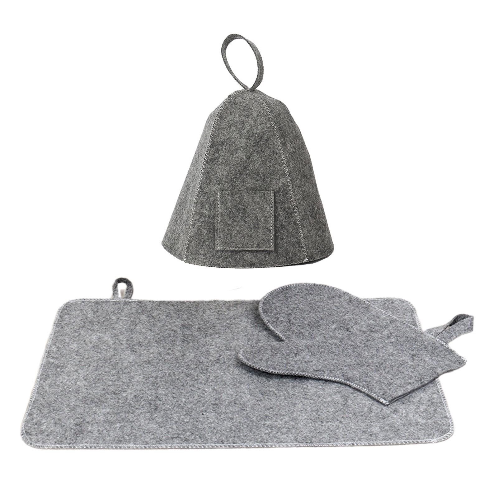 

Шерстяной войлок Набор для сауны Шапка Русская рукавица Подкладка Модная шапочка для ванны и душа Защитный чехол для волос Аксессуар для ванной комнаты для мужчин и женщин A